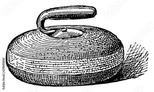 Curling Stone vintage illustration.