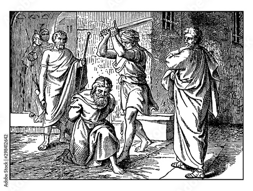 Paul is Beheaded at Rome by the Order of Emperor Nero vintage illustration.