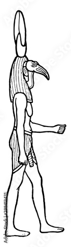Egyptian God, Thoth-lunus vintage illustration.