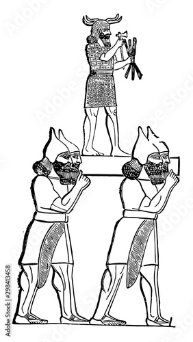 Procession of Bel vintage illustration.