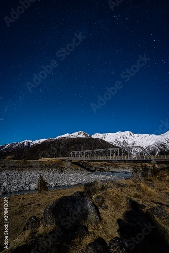Starry night with Milky Way at Aoraki National Park, New Zealand