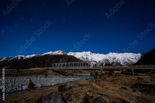 Starry night with Milky Way at Aoraki National Park, New Zealand