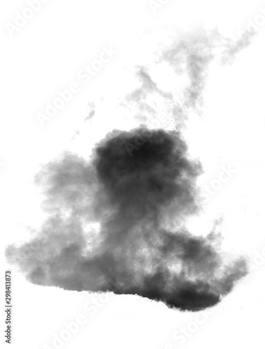 Black smoke isolated on white background. Black smoke brush