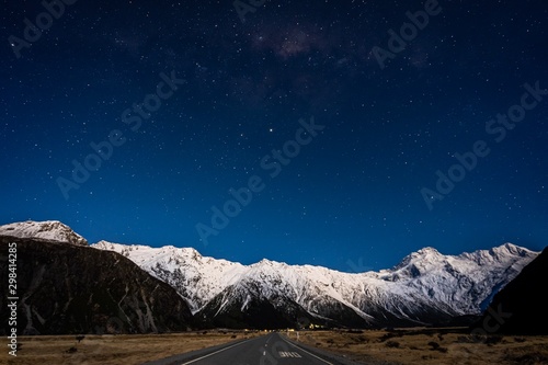 Starry night with Milky Way at Aoraki National Park, New Zealand
