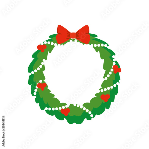 wreath christmas with decoration isolated icon vector illustration design