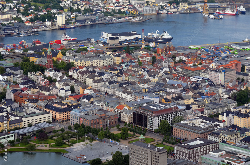 Bergen aerial panoramic view. Norway