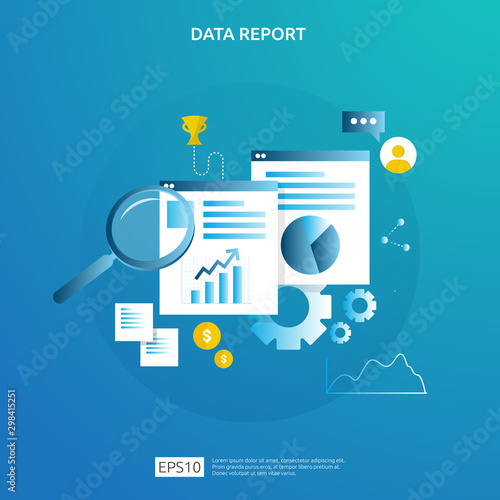 digital graph data for SEO analytics and strategic. statistics information, financial audit report document, marketing research for business management concept. vector illustration for infographic