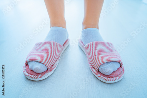 Female home cozy soft comfortable slippers