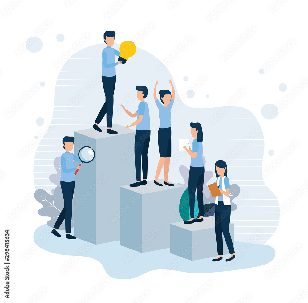 teamwork workers standing in infographic vector illustration design teamwork workers standing in infographic vector illustration design