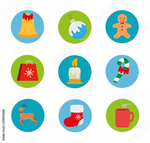 set of icons merry christmas vector illustration design