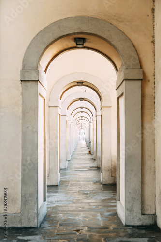 Architecture of old Rome. Arches and doors in Italy.