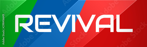 Foto Revival - clear white text typography on colourful shining background