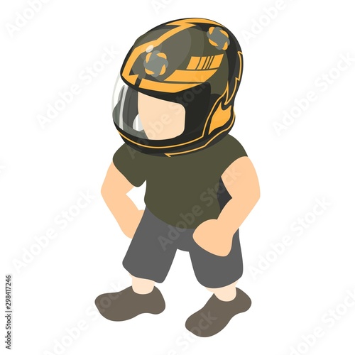 Racer icon. Isometric illustration of racer vector icon for web