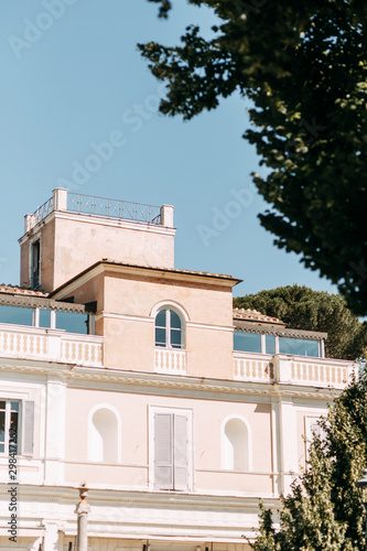 Architecture and buildings of old Italy. Evening panorama of the streets of Rome.