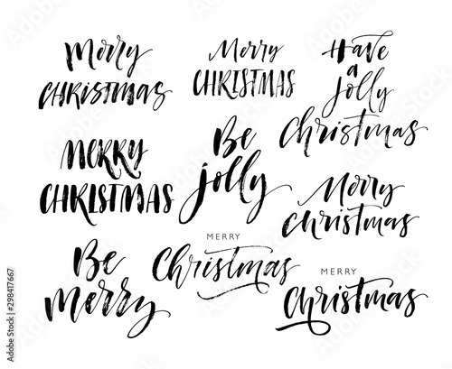 Collection of hand drawn holiday lettering. Modern vector brush calligraphy. Ink illustration with hand-drawn lettering. 