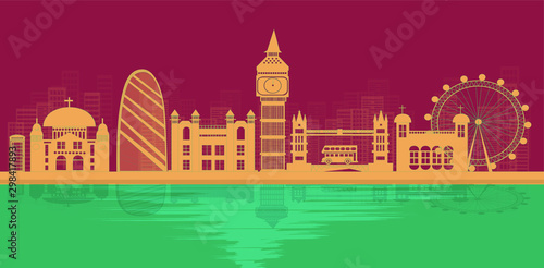 London  England With views of famous landmarks and world-class cities  tourism poster illustrations Paper cutting Panorama of top world famous landmark of London - vector