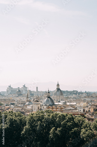 Architecture and panoramas of the old city. Dawn and streets in Rome, Italy.