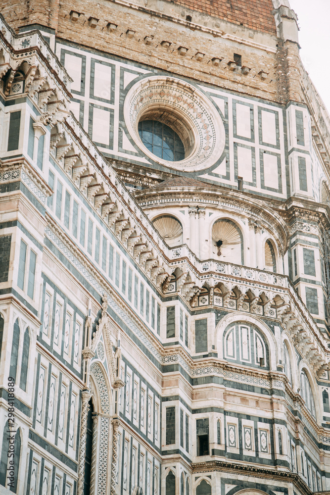 Details of the architecture and sights of Florence. Santa Maria Cathedral at dawn.