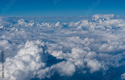 Above the clouds in Himalayas mountain range, Nepal