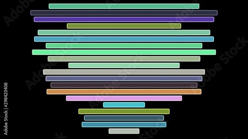 Colorful bars scalling randomly on X-axis and changing colors on black background 2D motion graphics abstract animation photo