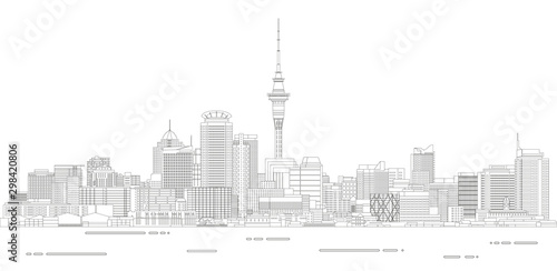 Auckland cityscape line art style detailed vector illustration