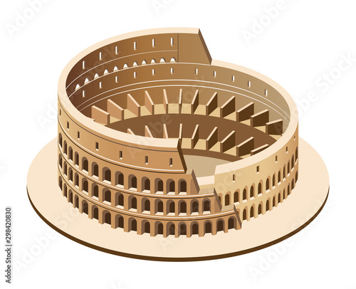 Vector 3d isometric illustration of Colosseum (Coliseum) in Rome, Italy