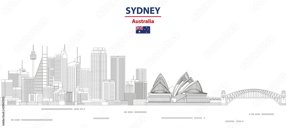 Naklejka premium Ilustracja wektorowa stylu linii gród Sydney
