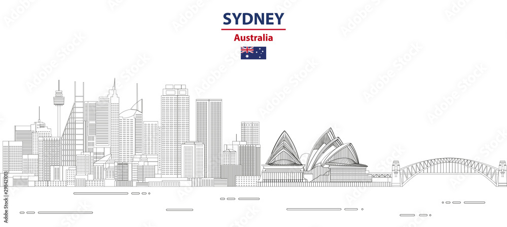 Obraz premium Ilustracja wektorowa stylu linii gród Sydney