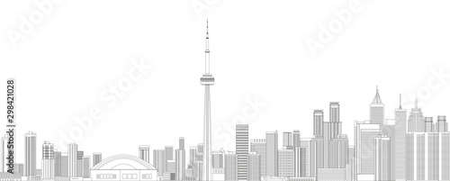 Toronto cityscape line art style detailed vector illustration