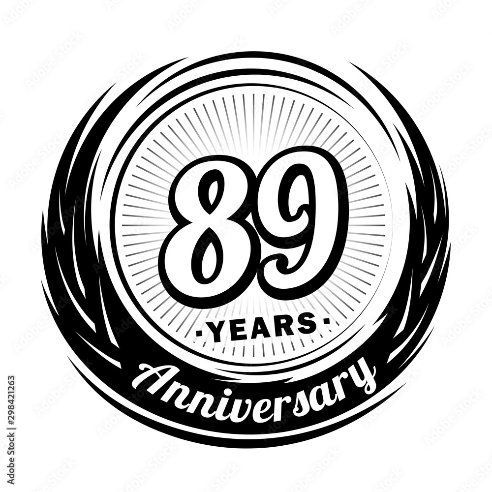89 years anniversary. Anniversary logo design. Eighty-nine years logo.
