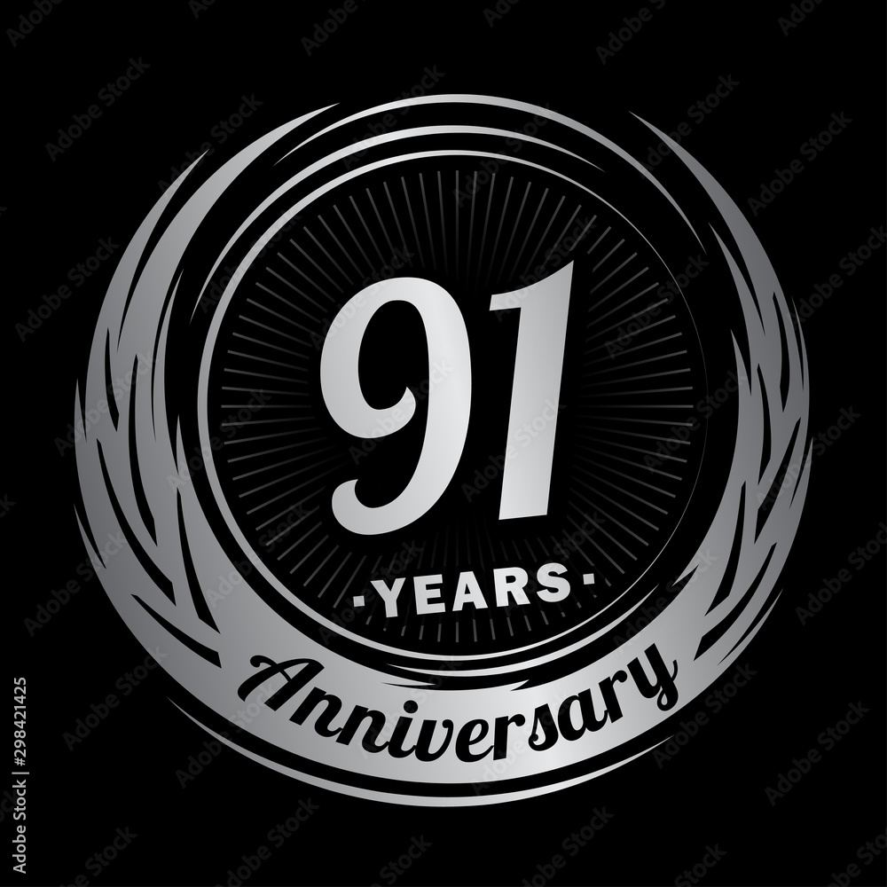 Fototapeta premium 91 years anniversary. Anniversary logo design. Ninety-one years logo.