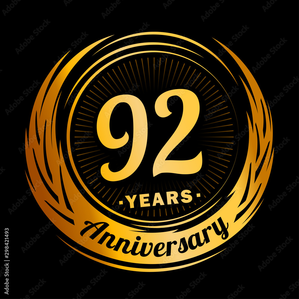 92 years anniversary. Anniversary logo design. Ninety-two years logo. 92 years anniversary. Anniversary logo design. Ninety-two years logo.
