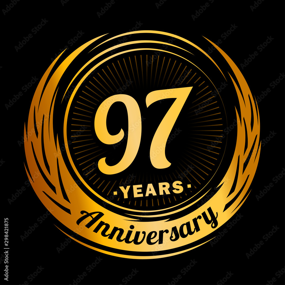 97 years anniversary. Anniversary logo design. Ninety-seven years logo.