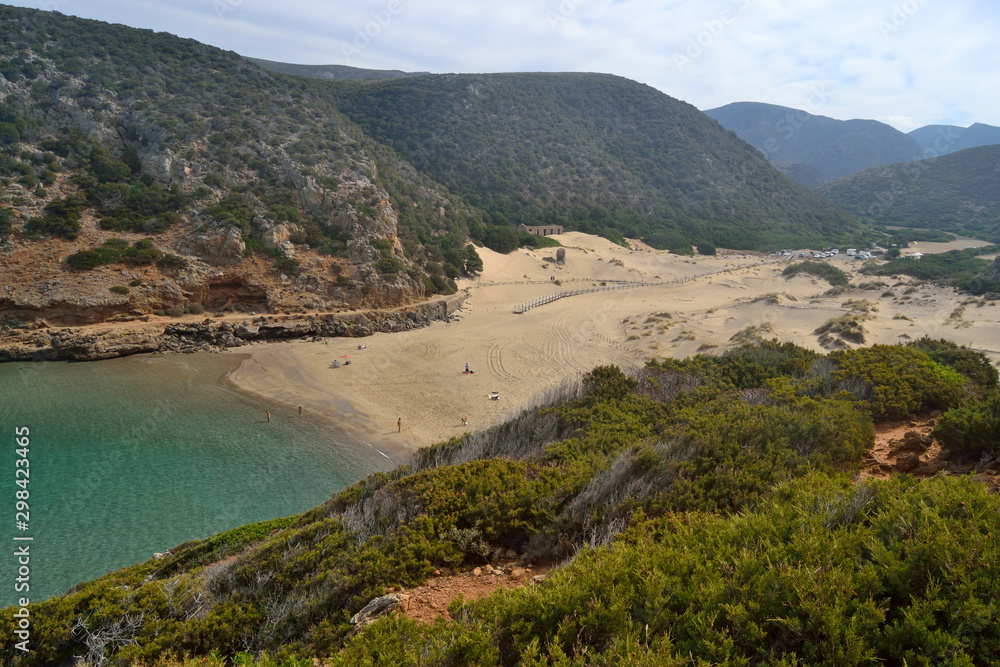 Vista della spiaggia di Cala Domestica