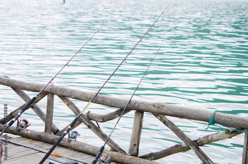 fishing raftwith mountain in Khao Laem National Park,Thailand fishing raftwith mountain in Khao Laem National Park,Thailand