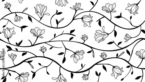 Magnolia seamless pattern vector illustration