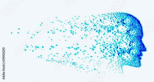 artificial intelligence ai destroying blue face concept