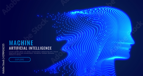 digital artificial intelligence particle face background