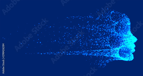 futuristic technology destroying artificial intelligence face background