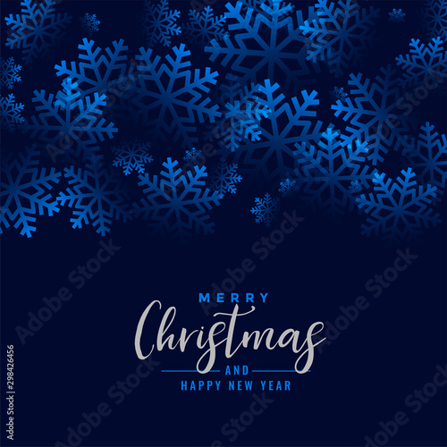 merry christmas beautiful snowflakes blue background design