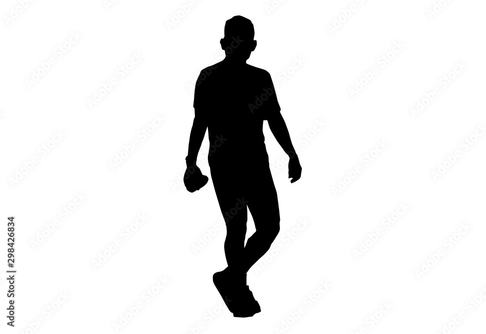 Silhouette running.This is men run exercise for Health At area Stadium Outdoors on white background with clipping path.