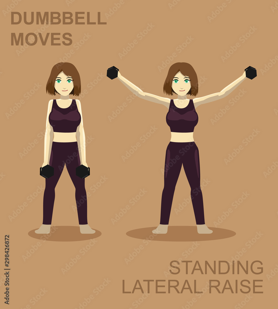 Standing Lateral Raise Dumbbell Moves Manga Gym Set Illustration Stock ...