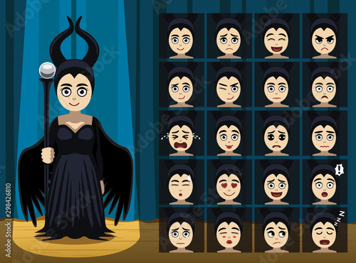 Fotografi Black Angel Magician Girl Costume Cartoon Emotion faces-01