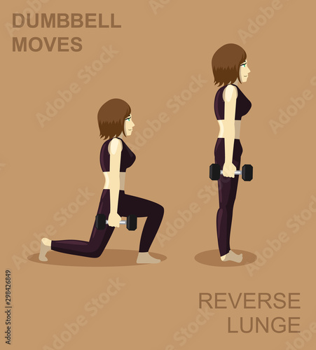 Reverse Lunge Dumbbell Moves Manga Gym Set Illustration