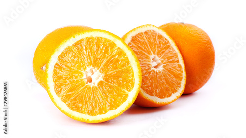 juicy oranges isolated on white background close-up