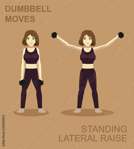 Standing Lateral Raise Dumbbell Moves Manga Gym Set Illustration