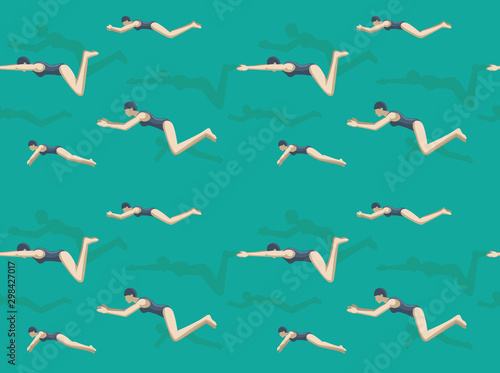Swimming Style Breaststroke Motion Background Seamless Pattern Wallpaper-01