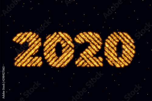 2020 happy new year glitter golden background design