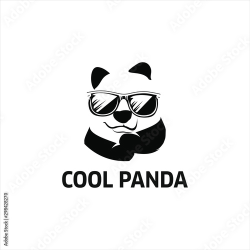 geek panda logo cool bear vector graphic design element