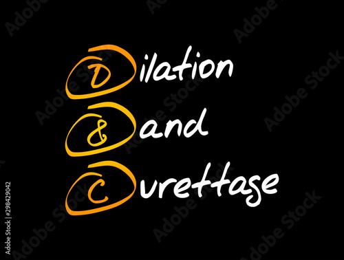 D and C - Dilation and Curettage acronym, concept background
